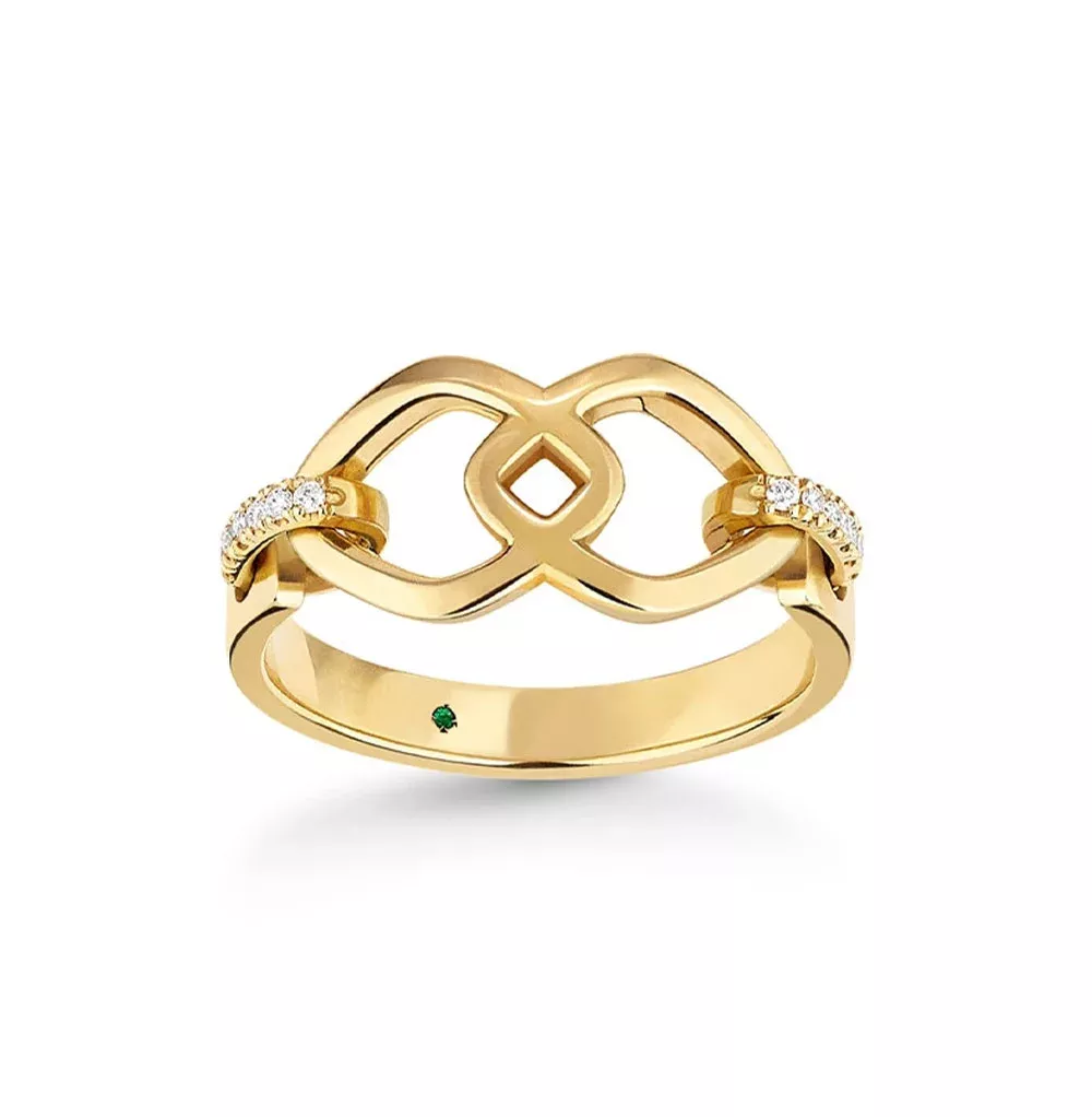 Bague Courbet x Sofitel en or avec attaches pavées de diamants