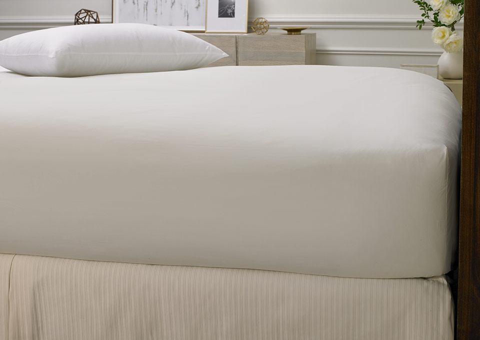 Ivory Sateen Fitted Sheet YMAL2
