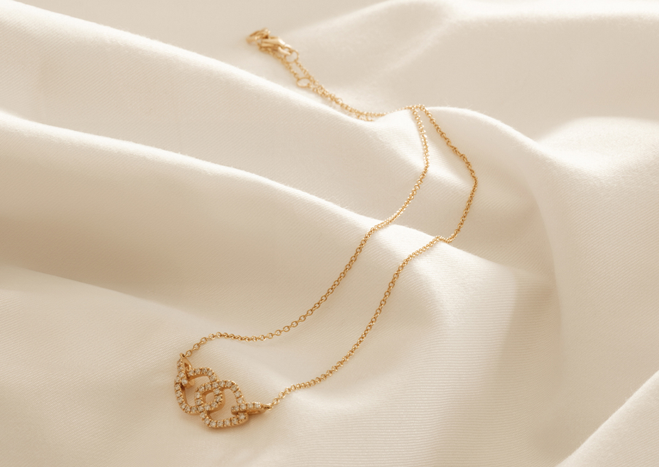 White Diamond & Gold Pavé Pendant Necklaces YMAL0