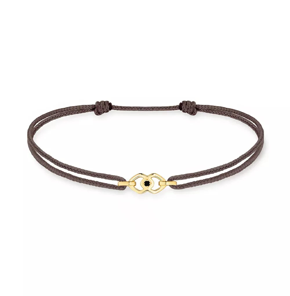 Solitaire Black Diamond & Gold Cord Bracelets