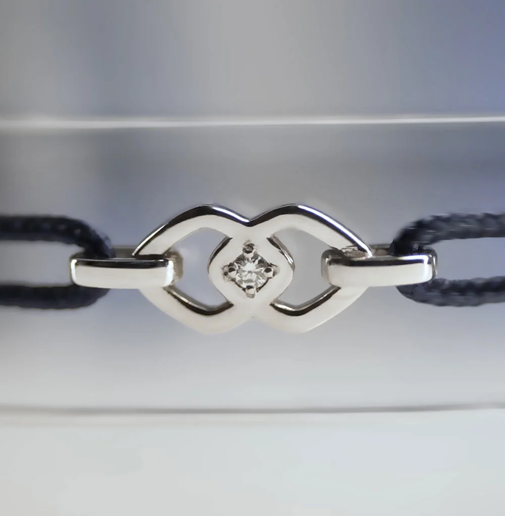 Solitaire White Diamond & Gold Cord Bracelets