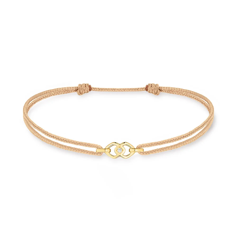 Solitaire White Diamond & Gold Cord Bracelets