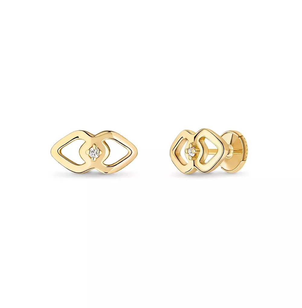 Solitaire White Diamond & Gold Stud Earrings