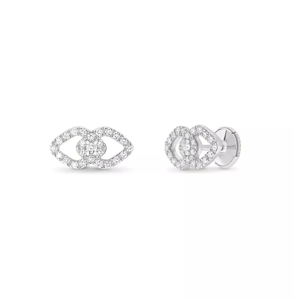 White Diamond & Gold Pavé Stud Earrings